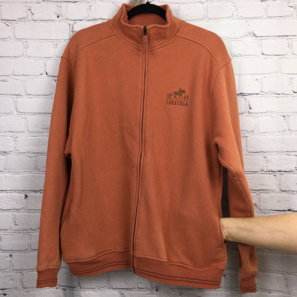 Artisans 1864 Saratoga Orange Mock Collar Long Sleeve Zippered Fleece Men's M - Picture 3 of 14